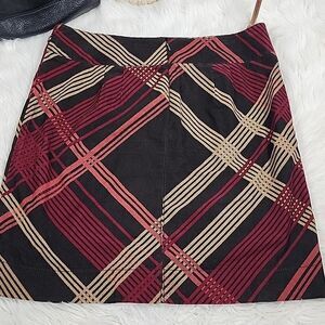 Corduroy Plaid Burgundy Wine Plum Chocolate Brown Salmon Skirt